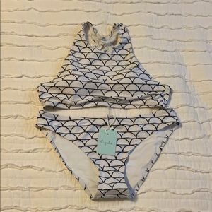 NWT Cupshe white/black bikini